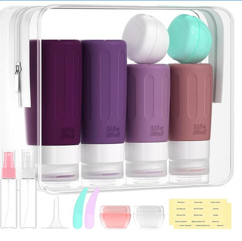 refillable toiletry set for airplane travel